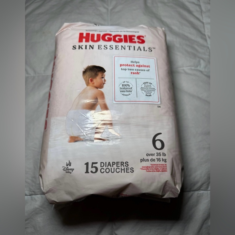 Huggies Skin Essentials Disney Baby Size 6 Mickey Mouse Print 15 Count Diapers